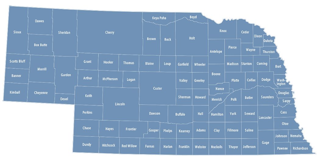 Nebraska Counties Served Map